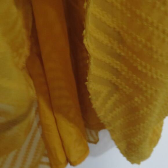 Womens Sz S Mustard Yellow Off the Shoulder Puffy Sleeve Flowy Mini Dress - Picture 5 of 6